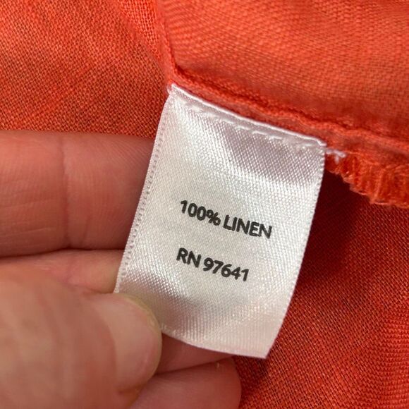 J. Jill Button Up Shirt Womens Orange XL 100% Linen Long Sleeve Casual Coastal - Picture 5 of 12